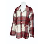 Cottagecore Collared Red Plaid Flannel BU Shirt 16W Shacket Cabincore NWT Photo 2