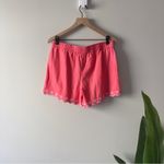 J.Crew  Pink White Floral Embroidered Shorts Scalloped Hem Pull On Drawstring S Photo 3
