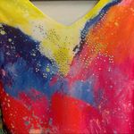 Leoma Lovegrove Tank Top Brightly Bedazzled V Neck Sleeveless Chiffon Top S EUC Photo 4