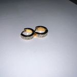 Worn Once Like New Gold Plated Earrings Huggie White Photo 1