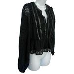 EXPRESS  Black Vegan Leather Lace Long Bishop Sleeve Peplum Top Blouse size XS Photo 10