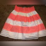 Miami Vibrant Coral and Cream A-Line Skirt Photo 0