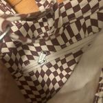 Baggu  DUCK BAG TOTE MAROON TRIPPY CHECKER CREAM CHECKERED PATTERN PRINT Photo 3