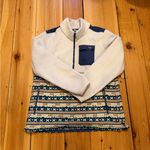 L.L. Bean Aztec Sweater Fleece Sherpa Hybrid Pullover Blue Size L Photo 2
