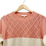Prómesa Promesa Sweater Peaches & Cream Lattice Shaker Knit Pullover Size S/M Cottage Photo 2