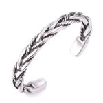Boutique NEW‎ Solid Unisex Braided 925 Sterling Silver Cuff Bracelet Photo 0