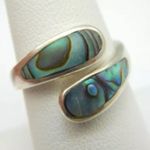 Sterling Silver Genuine Abalone Bypass Ring Sz 7.5 Photo 12