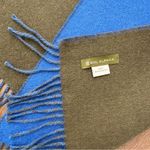 Sol Alpaca 100% Baby Alpaca Dual Color Oblong Scarf in Blue and Olive 71"l Photo 4