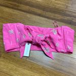 Maeve Anthropologie Embroidered Tie Front Bandeau Top Bright Pink Linen Blend XL Photo 2