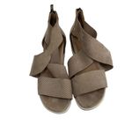 Eileen Fisher Womens Taupe Perforated Nubuck Wedge Sandals Back Zipper Size 8.5 Photo 8