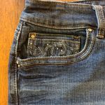 White House | Black Market Mini Skirt 10 Blue Denim Embroidered Beaded Pockets Photo 4