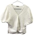 ZARA White Gauze Twisted Front Dolman Short Sleeve Lightweight Top Womens Small Photo 6