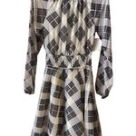 Steve Madden Plaid Ruched Long Sleeve Handkerchief Dress Photo 0