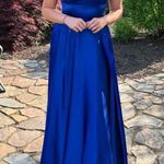 Macy's Royal Blue Satin Prom Dress With Pockets Photo 0