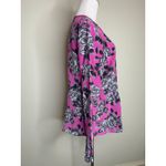 Pendleton  Pink Purple Gray Floral 100% Silk Blouse Sz 12 Photo 3