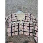 Urban Outfitters Pink Plaid Fuzzy Knit Cropped Cardigan Sweater Cozy Top Photo 4