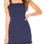 superdown Revolve x  Arabella Navy Blue Ruffle Square Neck Mini Dress Sz SM Photo 0