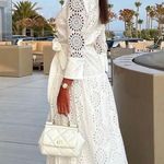 ZARA Sara white lace long sleeve maxi dress with waist belt boho summer vacation  Photo 9