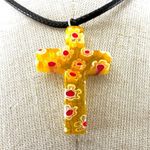 Yellow millefiori cross pendant necklace Photo 2