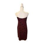 Y2k Burgundy Floral Mini Slip Dress with Spaghetti Straps, Small Red Photo 1