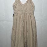 Lulus NEW Striped Midi Dress Size Small Tan White Front Knot Photo 3