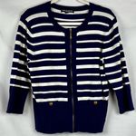 Cable & Gauge  Petite Striped Nautical Full Zip Cardigan Jacket PXL Photo 0