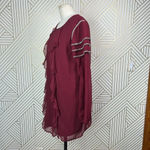 Tularosa  Bowie Beaded Long Sleeve Ruffle Mini Dress Maroon Size‎ US Large Photo 5