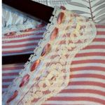 White Stag Vtg Striped Lace Trim Top Pink & White Cotton Babydoll Y2K Size L Photo 4