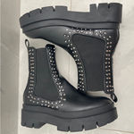 ZARA Black Vegan Leather Studded combat Chelsea Boots Ankle Moto 36EU 6US NEW Photo 3