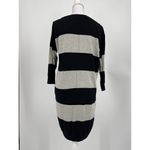 ATM Rugby Stripe Sweater Dress 3/4 Sleeve Black Heather Gray Knee Length Size S Photo 1