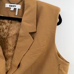 DKNY women's sleeveless notched lapel blazer vest in tan camel longline 14 NWT Photo 1