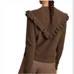 Aritzia Wilfred Chaume Brown Ruffle Yoke Swiss Dot Mock Neck Sweater Size Small Photo 1