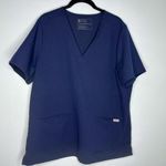 FIGS  Technical Collection Casma Three Pocket Scrub Top Size XL Navy Blue Nurse Photo 0