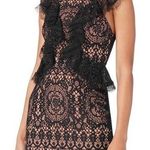 Alexis Dress Narasse Lace Sheath Ruffle Racerback Midi Wedding Black S NWT Photo 0