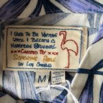 Free People Sandrine Rose Women’s Pearl Snap Hawaiian Western Style Shirt blue size Medium Photo 3