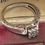 Keepsake Cluster Diamond Ring 5 Stone .22 CTW 10K White Gold 2.7 GRAMS SIZE 6.75 Photo 5