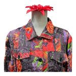 Chico's  Jacket Shirt Shacket Women's Size 1 Medium Linen Silk Multicolored Funky Photo 4