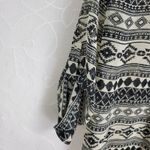 About A Girl Womens Blouse Size Medium Black Bohemian Pattern Button Down Sheer Photo 3