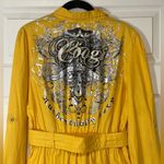 COOGI  Women’s Shirtdress Belted Trench Style Studded
Embellished Yellow Size XL Photo 5