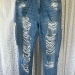 American Eagle  Vintage Distressed Ripped Hem High Rise Mom Jeans Boho Western 4 Photo 1