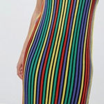 ASOS  Knitted Vertical Striped Midi Dress Black Multicolor Rainbow Size 2 NWT Photo 0