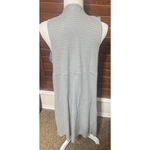 Double Zero Gray Sweater Vest Duster cardigan Lightweight Ribbed Open Long sz L Photo 3