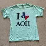 Comfort Colors AOPi Texas Alpha Omicron Pi Sorority T-Shirt Size Large Blue EUC Photo 0