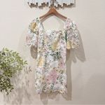 Arose Studio Deanna Short Sleeve Square Neck Spring Floral Mini Dress Small NWOT White Photo 5