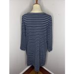 Ann Mashburn  Cotton Blue White Stripe Boat Neck Longsleeve Shift Dress Large L Photo 2