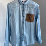 Celebrity Pink Faux Denim Button Down Shirt Photo 0