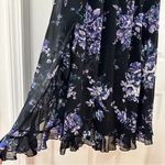 ASOS  Black Ruffle Trim Purple Floral Double Front Slit Maxi Dress sz 4 Photo 3