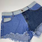 Cotton On Denim Shorts Womens 6 Blue Color Block Frayed Cotton Western Dukes Photo 3