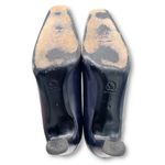 St. John Navy Leather Pumps Size 7 Gold Trim Cap Toe Classic Mid Heel Italy VTG Photo 14