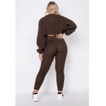 Parisian NWT  Loungewear Set Womens S/M Brown Waffle Knit Balloon Sleeve Cozy Photo 3